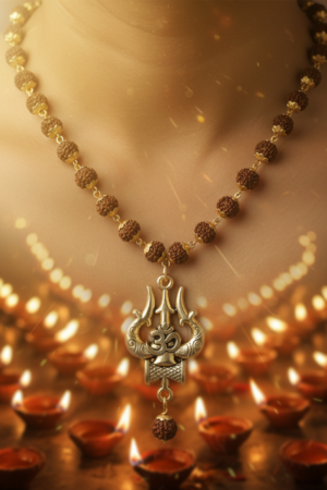 OM Shiva Trishool Rudraksha Necklace 54 Beads