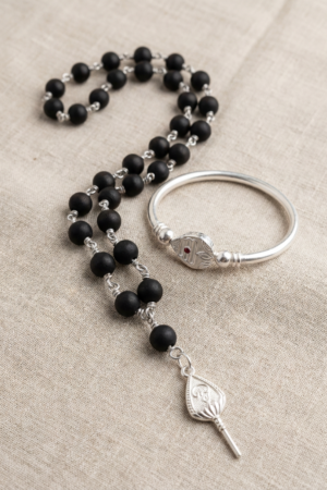 Original Karungali Mala with Lord Murugan Vel Pendant & Murugan Kappu – 54 Beads | Certified Authentic